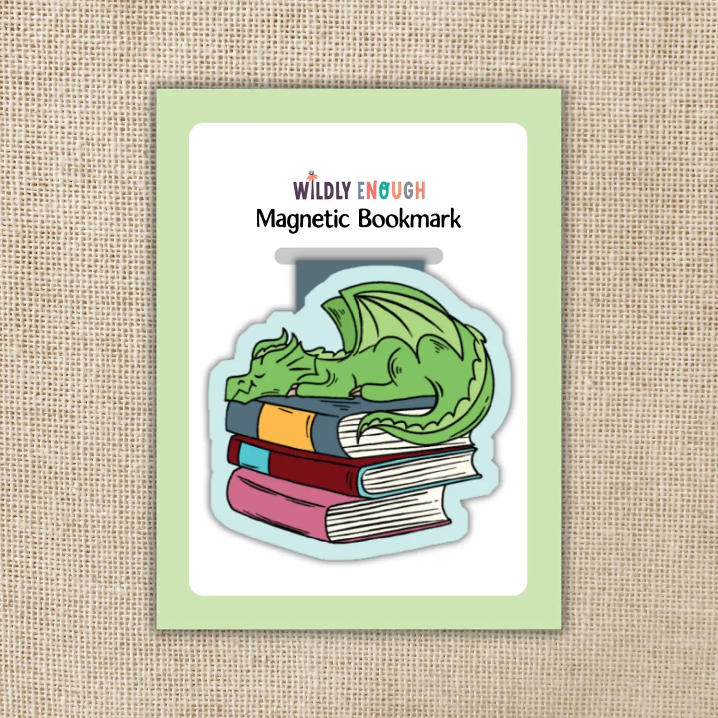 WE - Dragon Sleeping On Book Pile Magnetic Bookmark