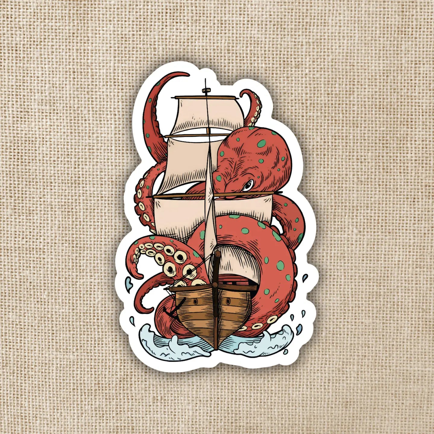 WE - Kraken Attacking Ship Sticker