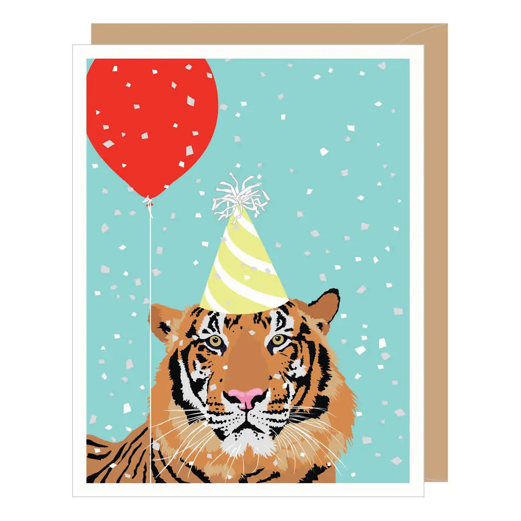 A2 - Tiger + Red Balloon Birthday Card