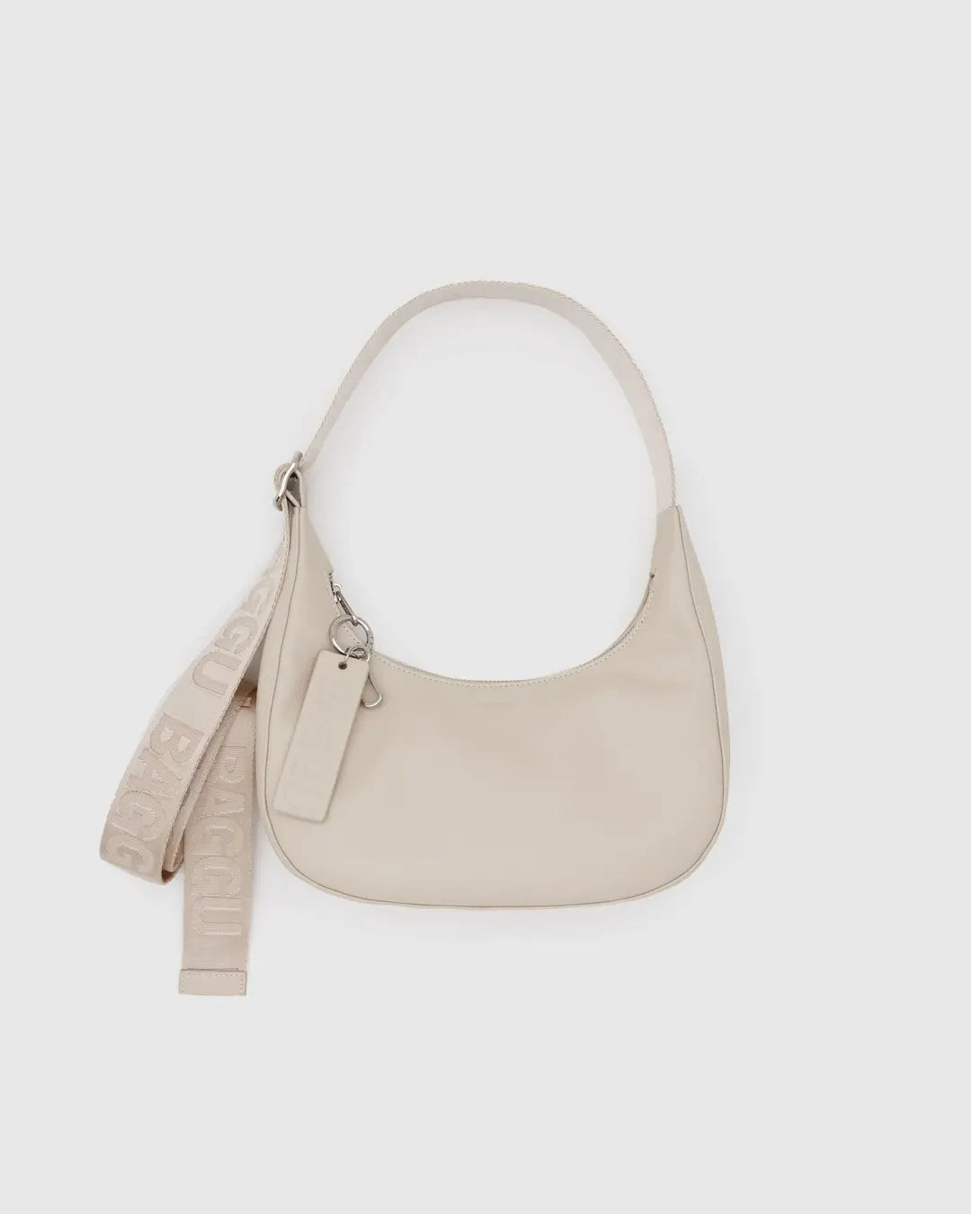 BAGGU - Small Recycled Leather Crescent Bag, Stone