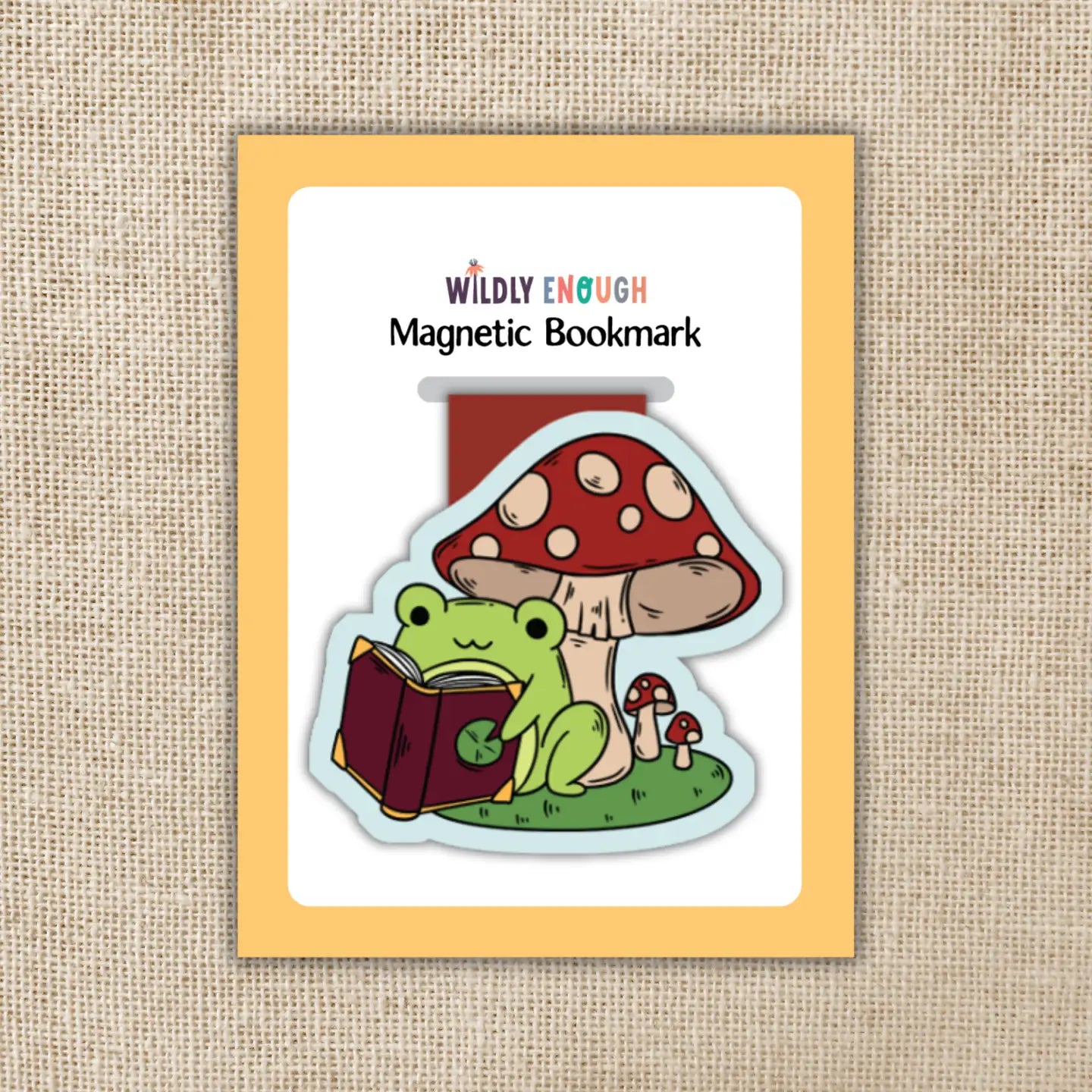 WE — Frog Reading Under Toadstool Magnetic Bookmark
