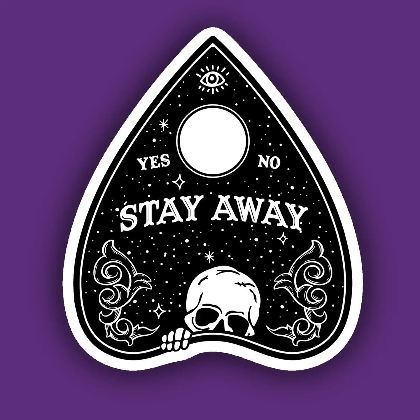 IM - Stay Away Skeleton Planchette Sticker