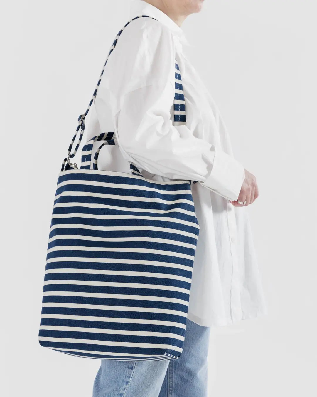 BAGGU - Zip Duck Bag, Navy Stripes