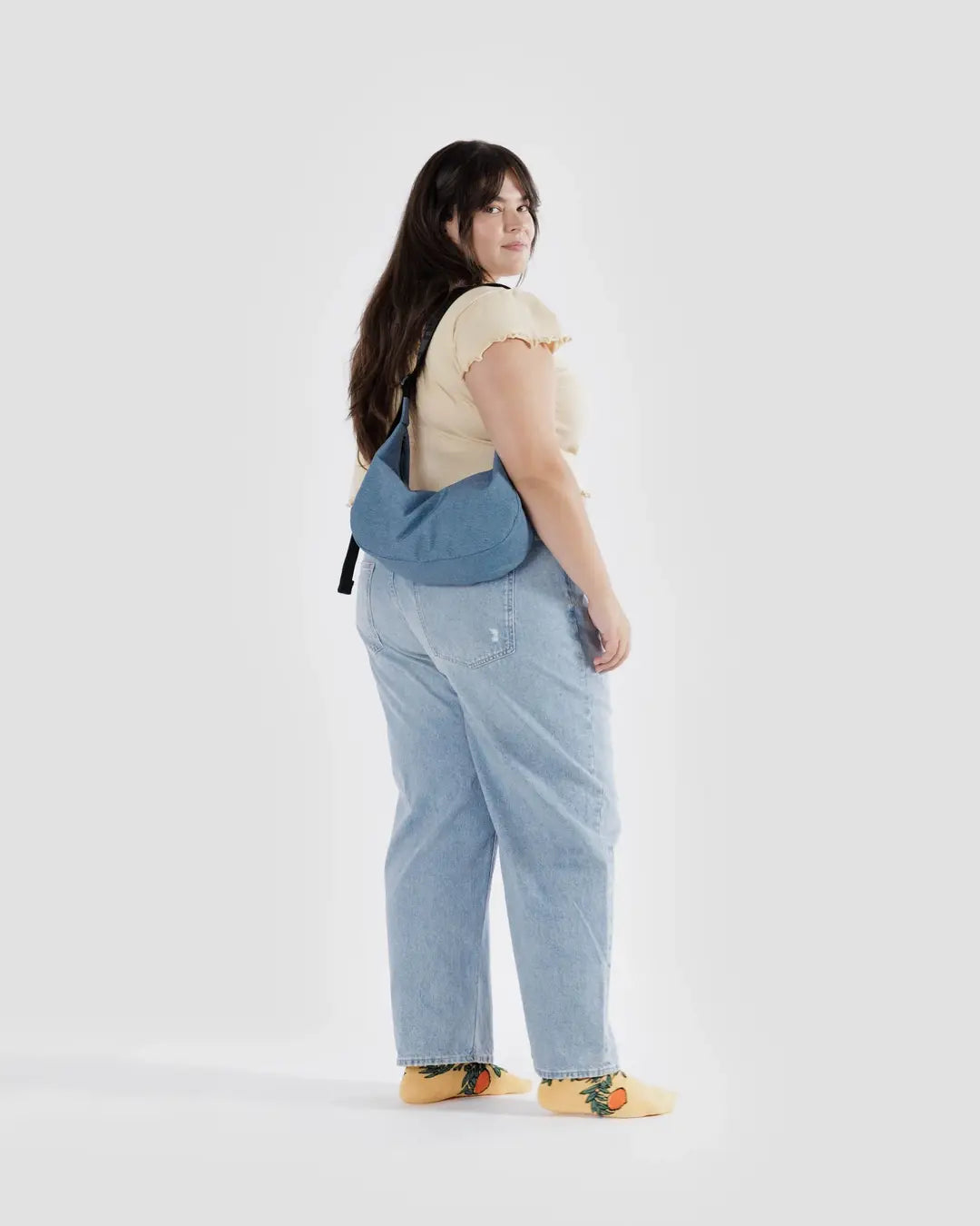 BAGGU - Medium Nylon Crescent Bag, Digital Denim