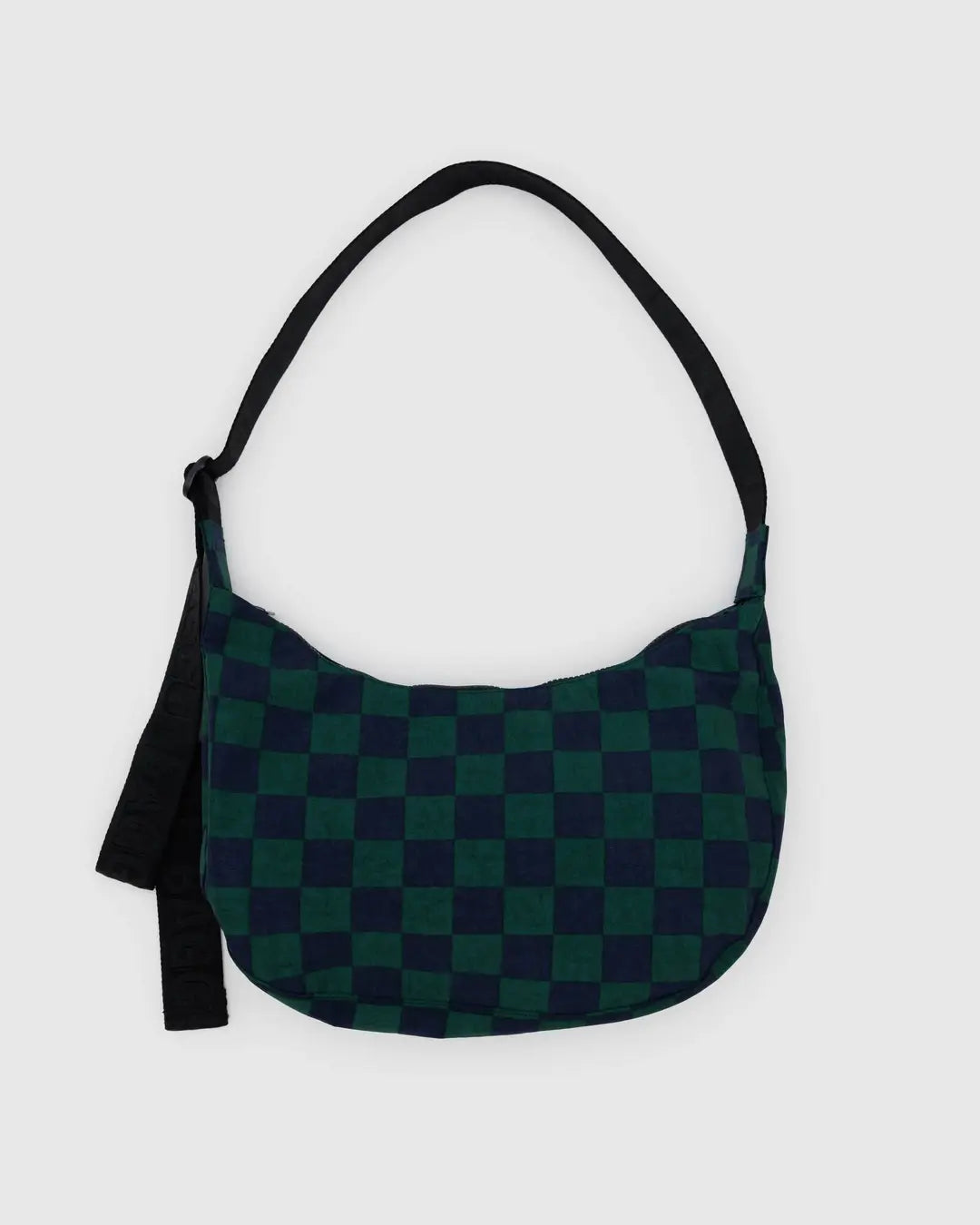 BAGGU - Medium Nylon Crescent Bag, Navy Green Check