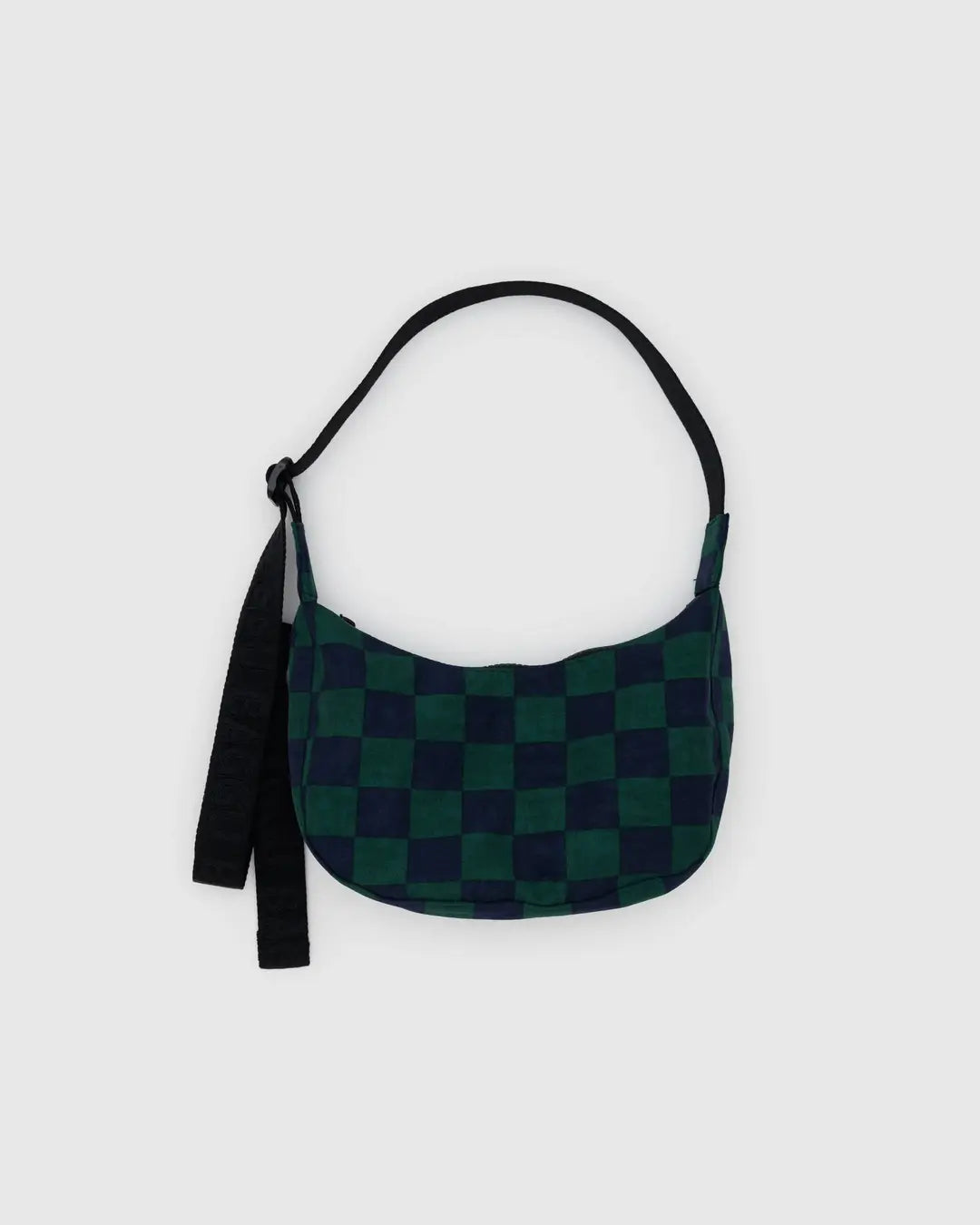 BAGGU - Small Nylon Crescent Bag, Navy Green Check