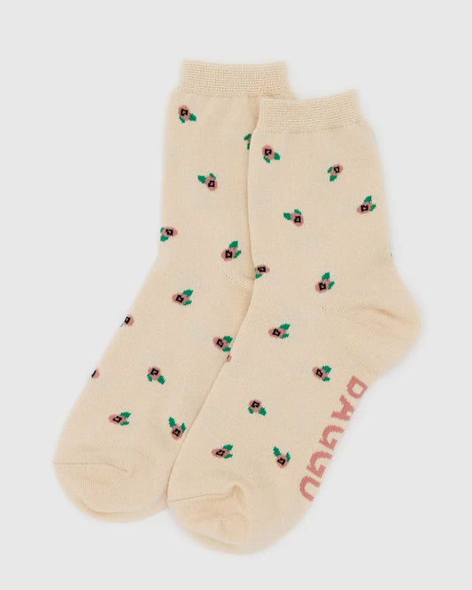 BAGGU - Crew Socks, Cream Rosette