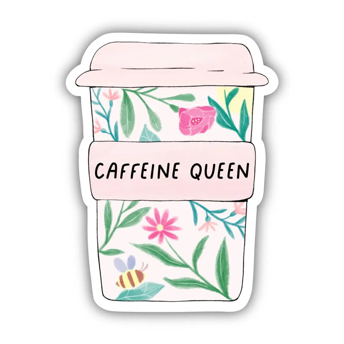BM - Caffeine Queen Floral Mug Sticker