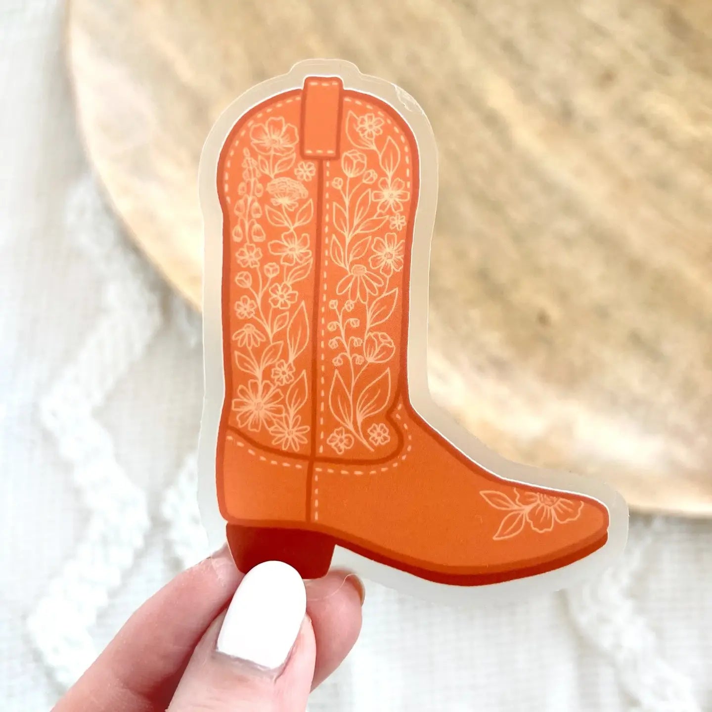 EBD - Clear Cowboy Boot Sticker, 3.25x2.5 in.