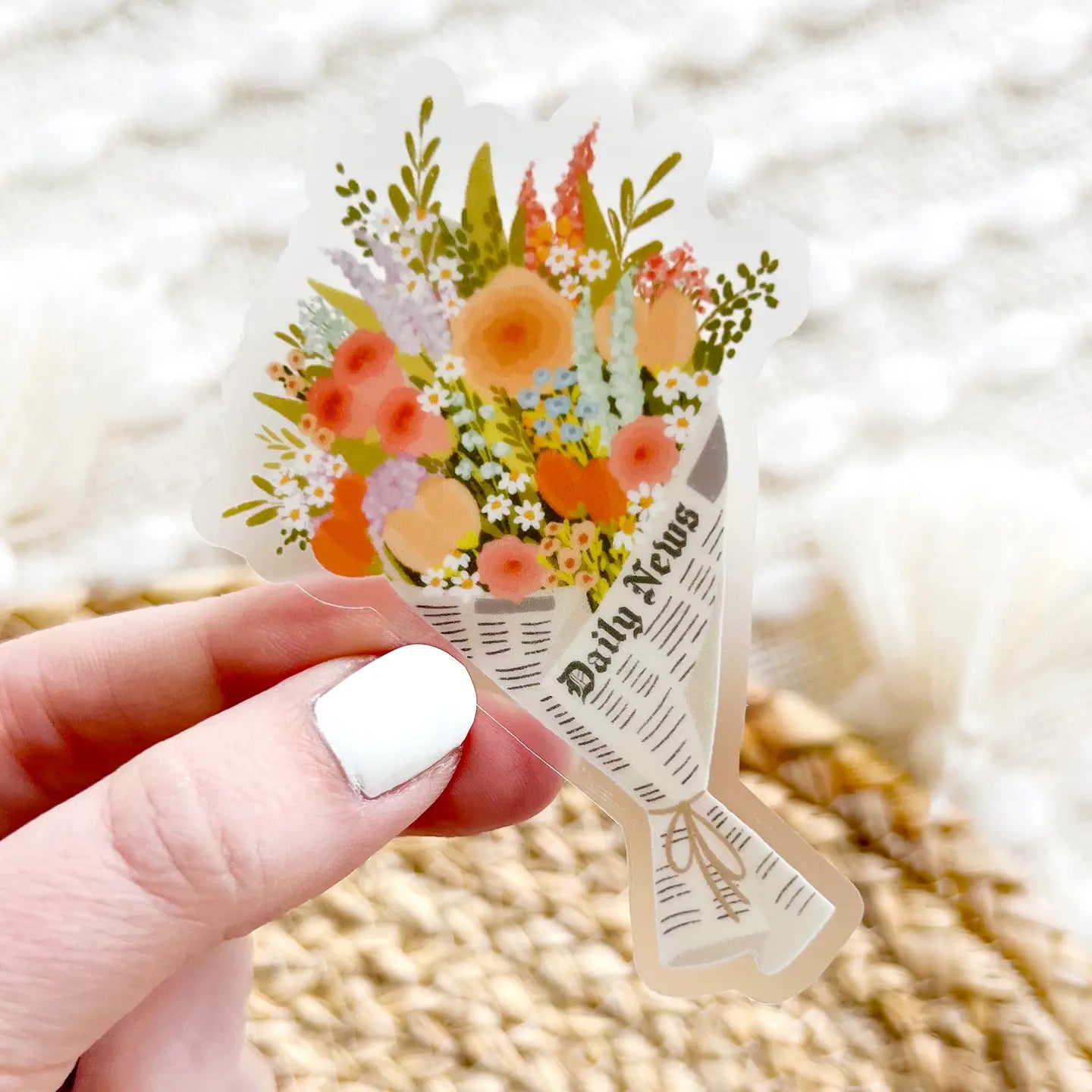 EBD - Clear Bouquet in Newspaper Sticker 3.5x2.5in