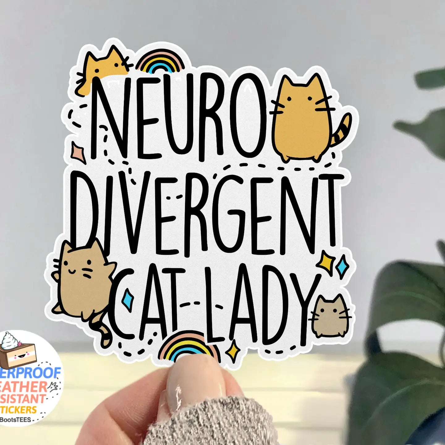 BT - Neurodivergent Cat Lady Sticker, 3"