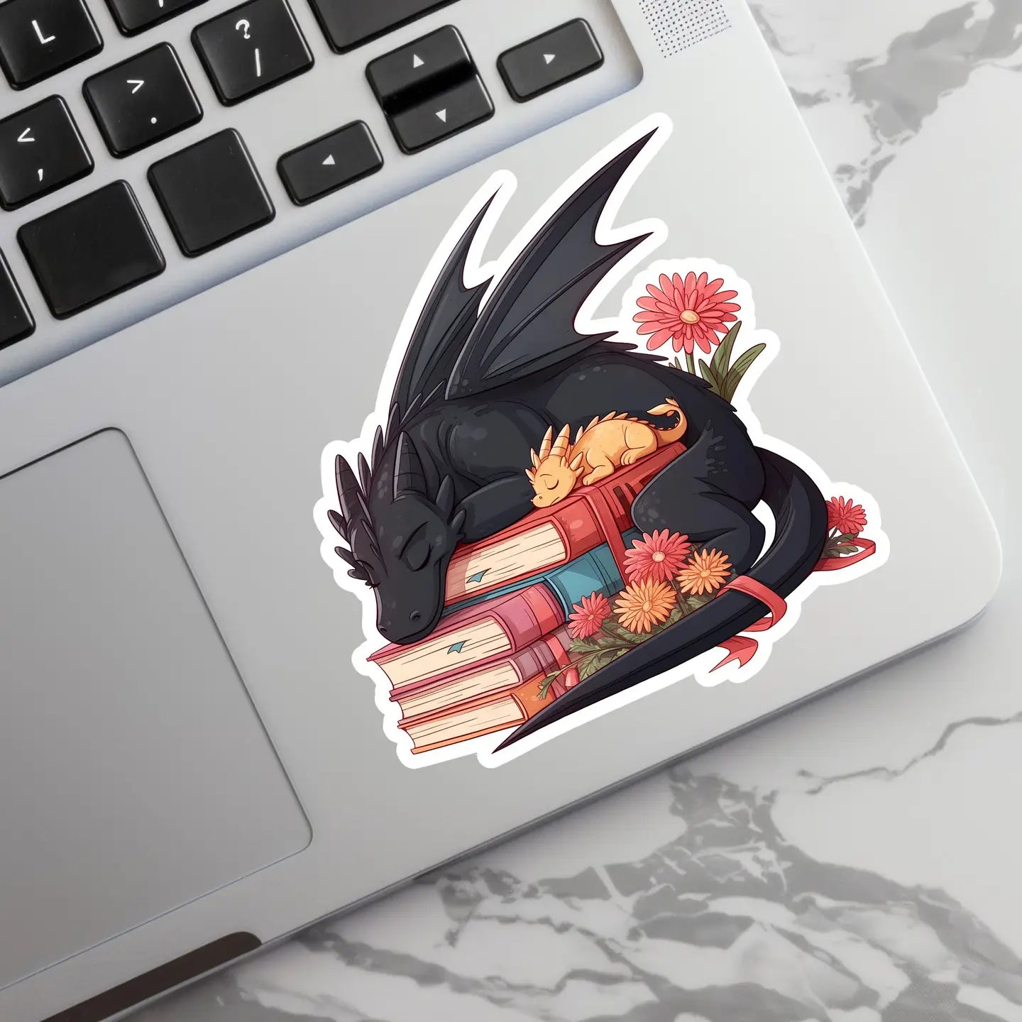 CS - Sleeping Dragons on Stack of Books Sticker
