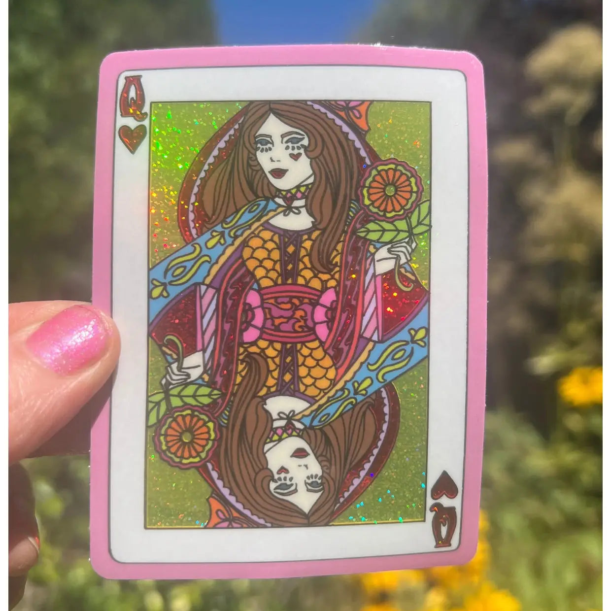 AW - Queen of Hearts Glitter 3 Inch Sticker