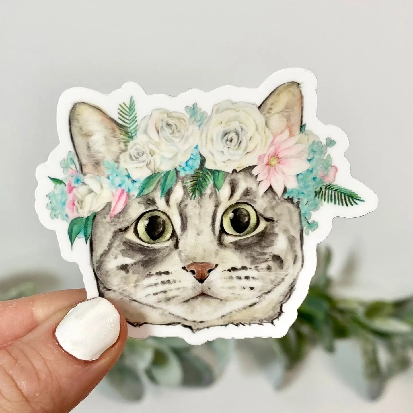 BM - Cat with Flower Crown Sticker