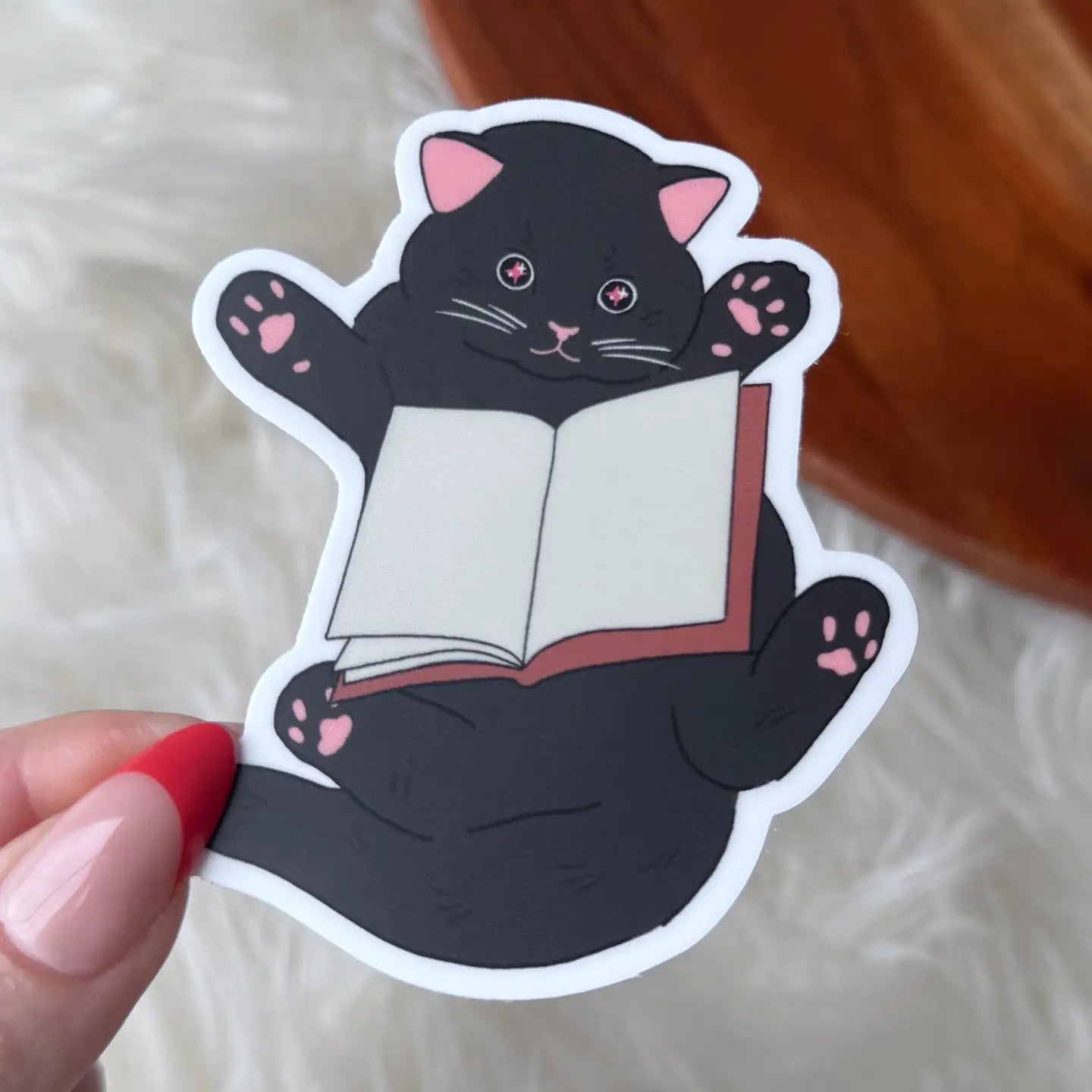 BM - Cute Anime Black Cat with Book Sticker