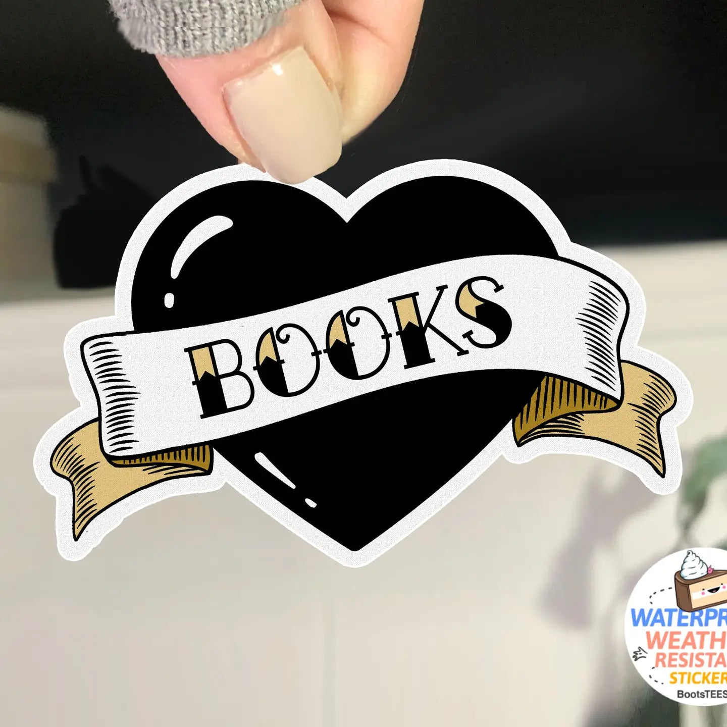 BT - Book Heart Sticker, 3"