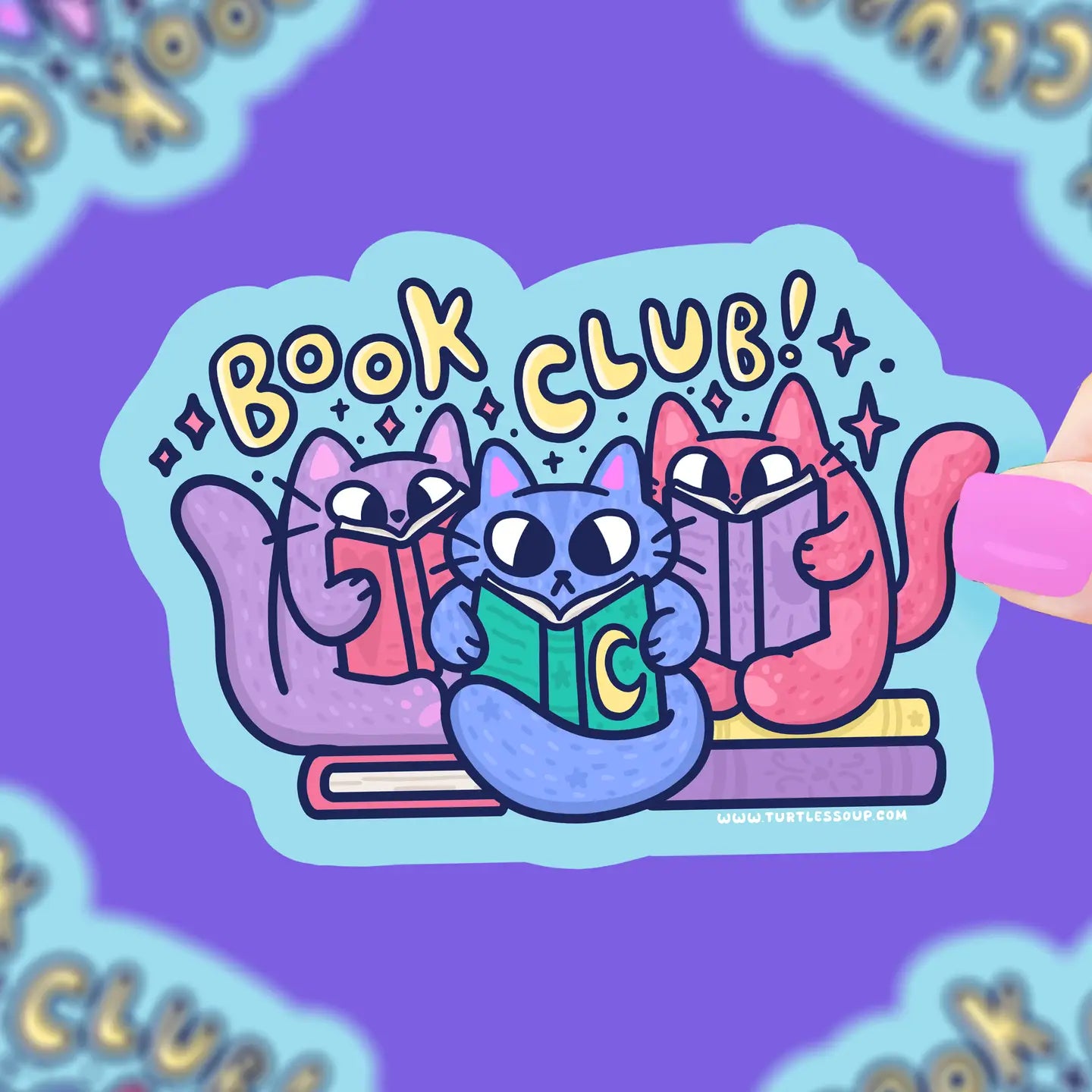 TS - Kitty Book Club, Cute, Cats, Reader, Bookish, Vinyl Sticker