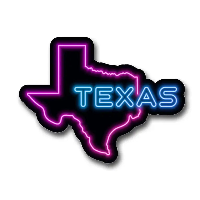CJ - Texas Neon State Outline Sticker Vinyl Decal