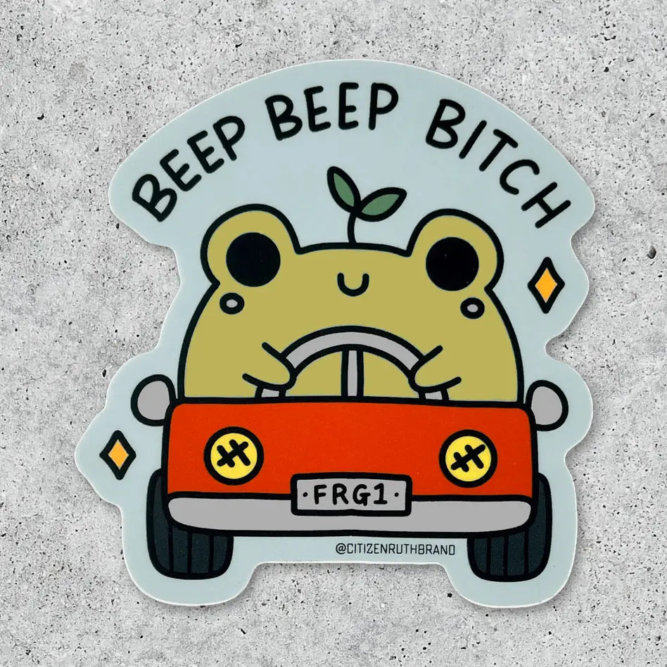 CR - Beep Beep Bitch Frog Vinyl Sticker