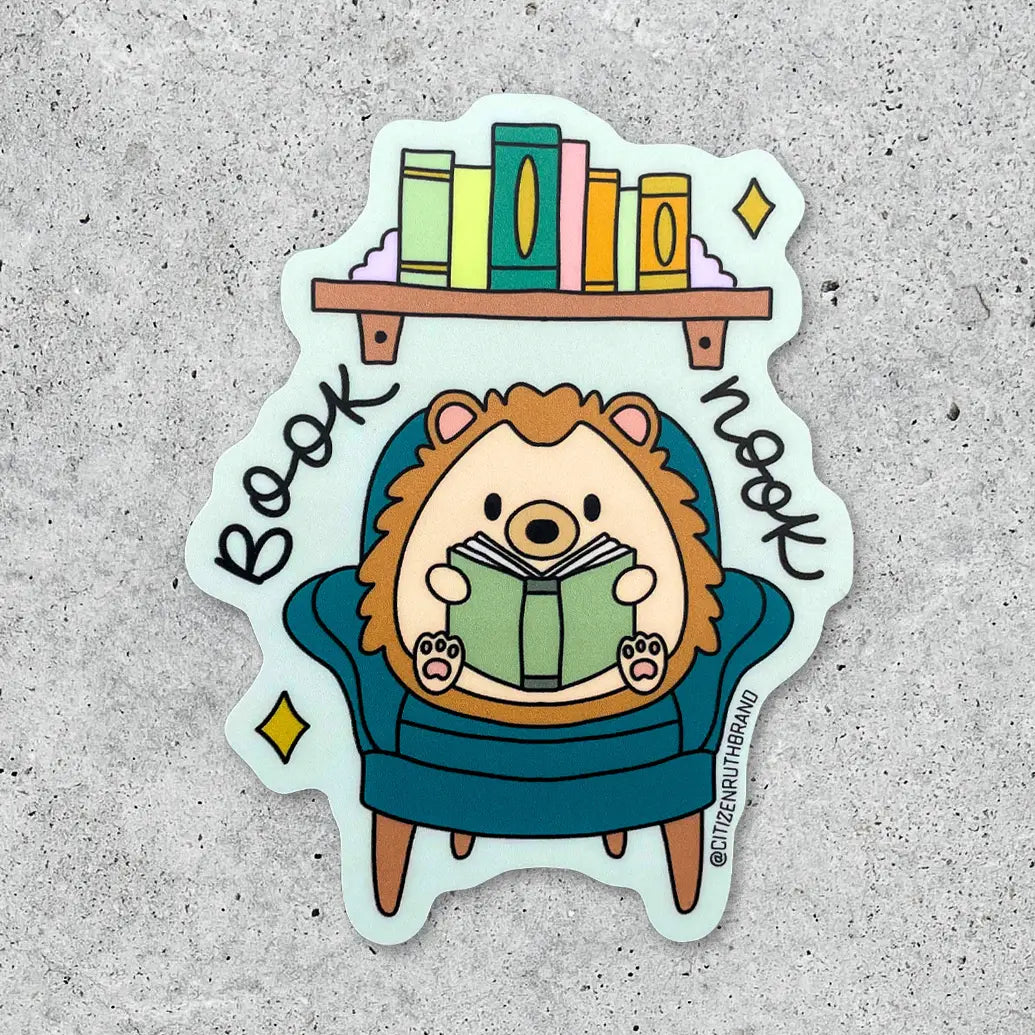 CR - Book Nook Hedgehog Vinyl Sticker