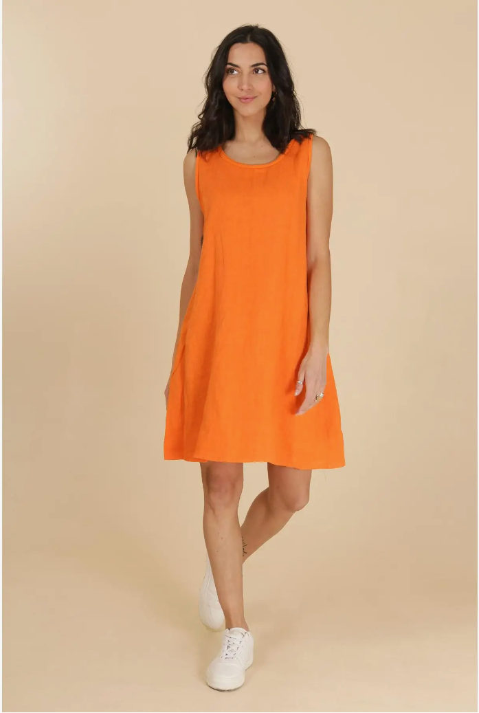 LINEN Tank Dress 626117 - teal