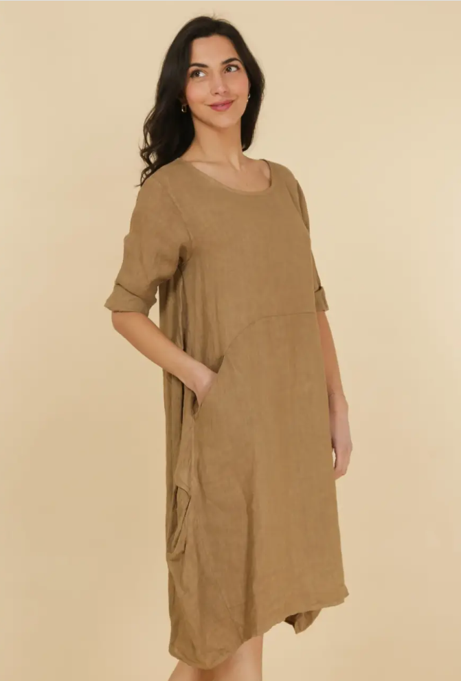 LINEN Stretch Back Dress - 625344 - JEANS