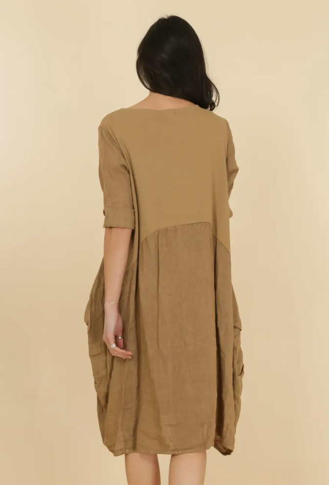 LINEN Stretch Back Dress - 625344 - JEANS