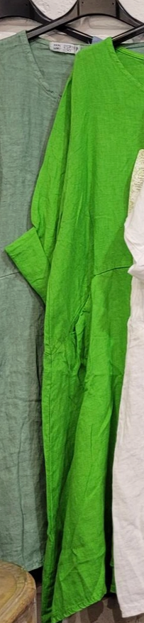 LINEN Short Dress 6719 apple green