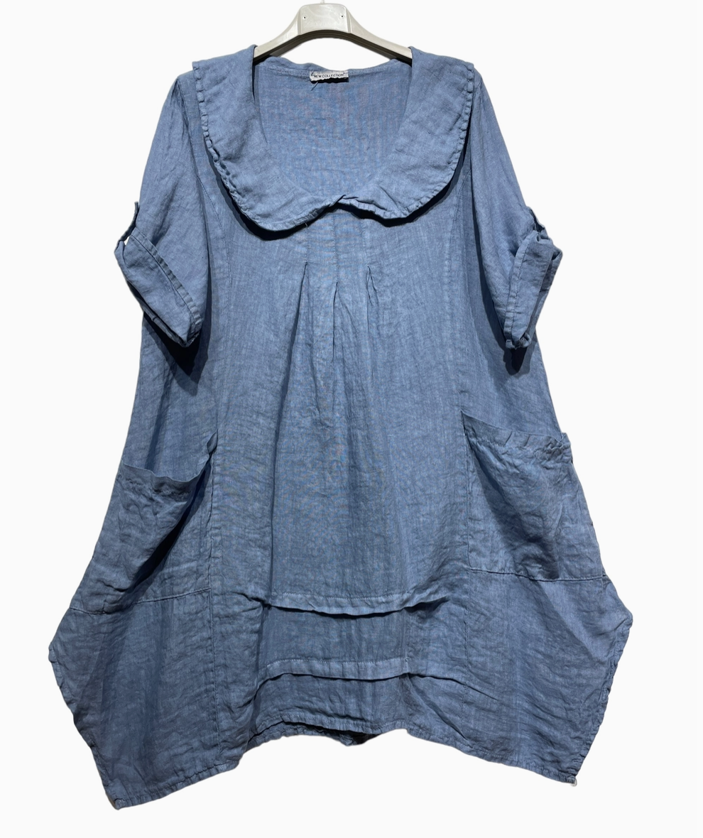 LINEN Peter Pan Collared Tunic - 5161 - Jeans