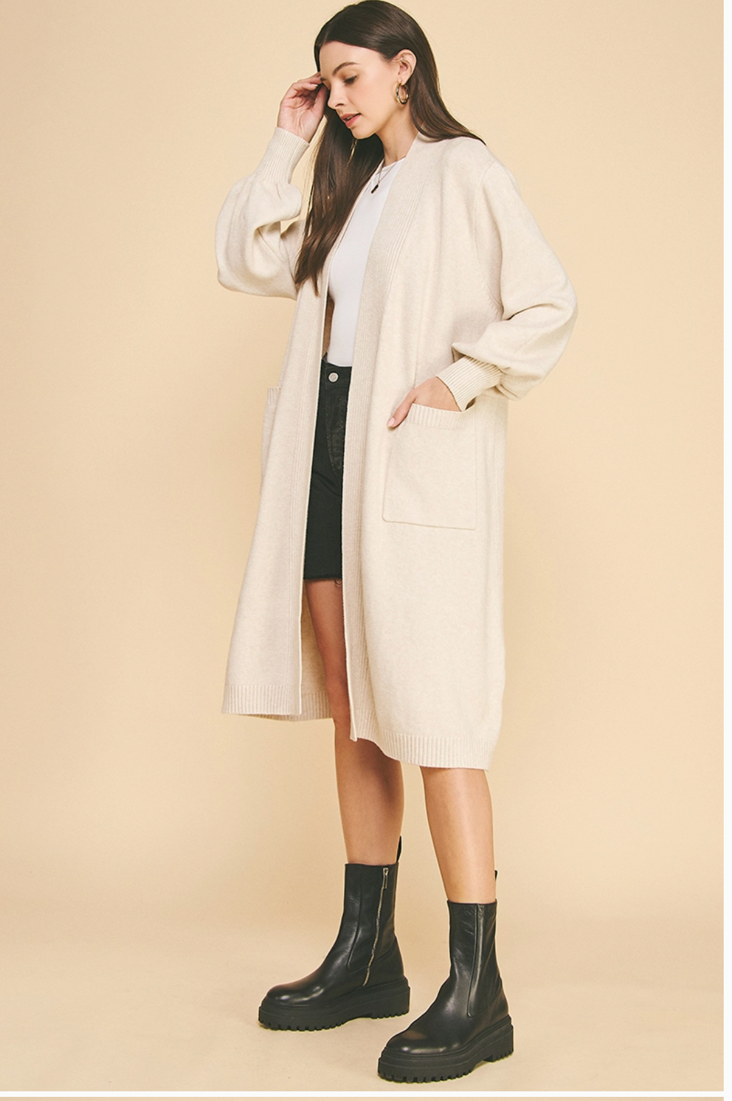 PINCH - Balloon Sleeve Cardigan - 5461 - CREAM - S/M