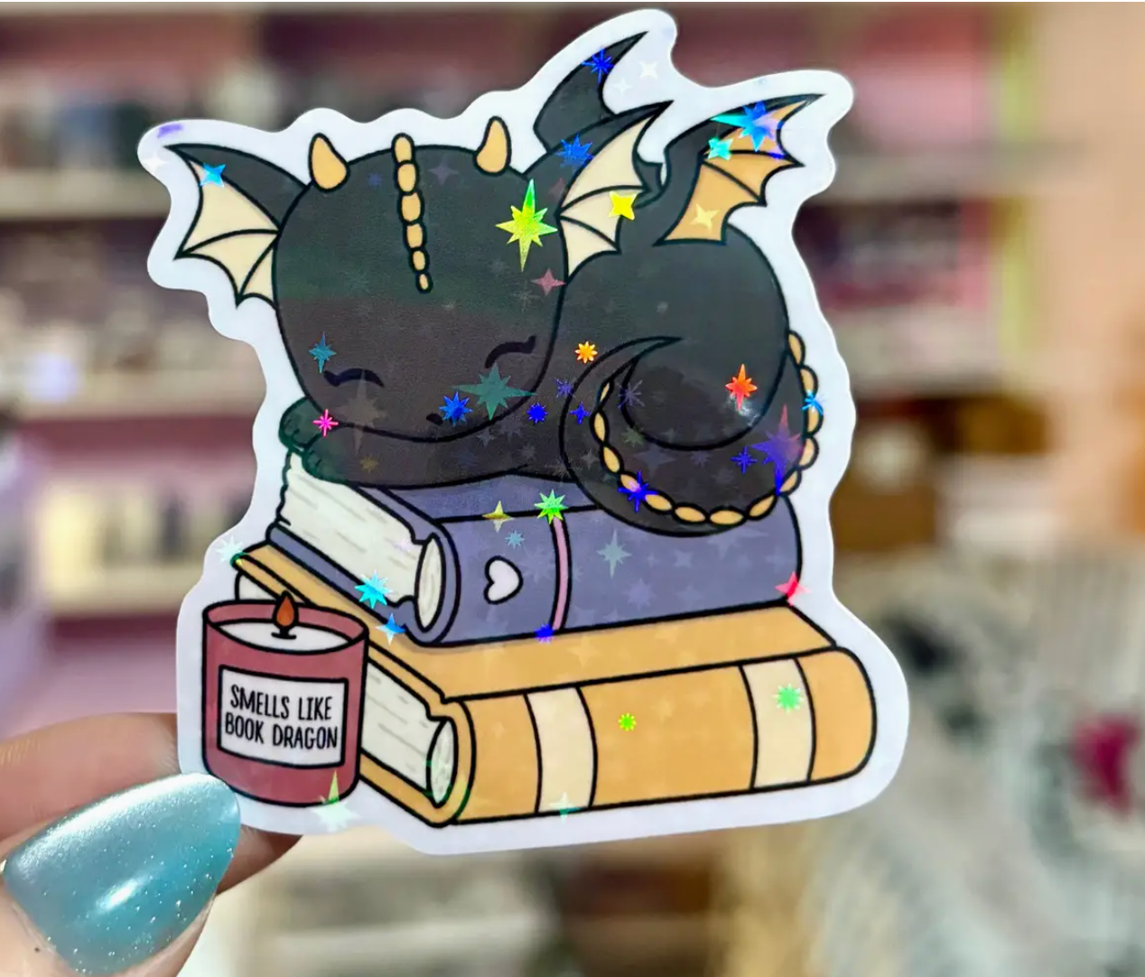 AN - Smells Like A Book Dragon Sticker