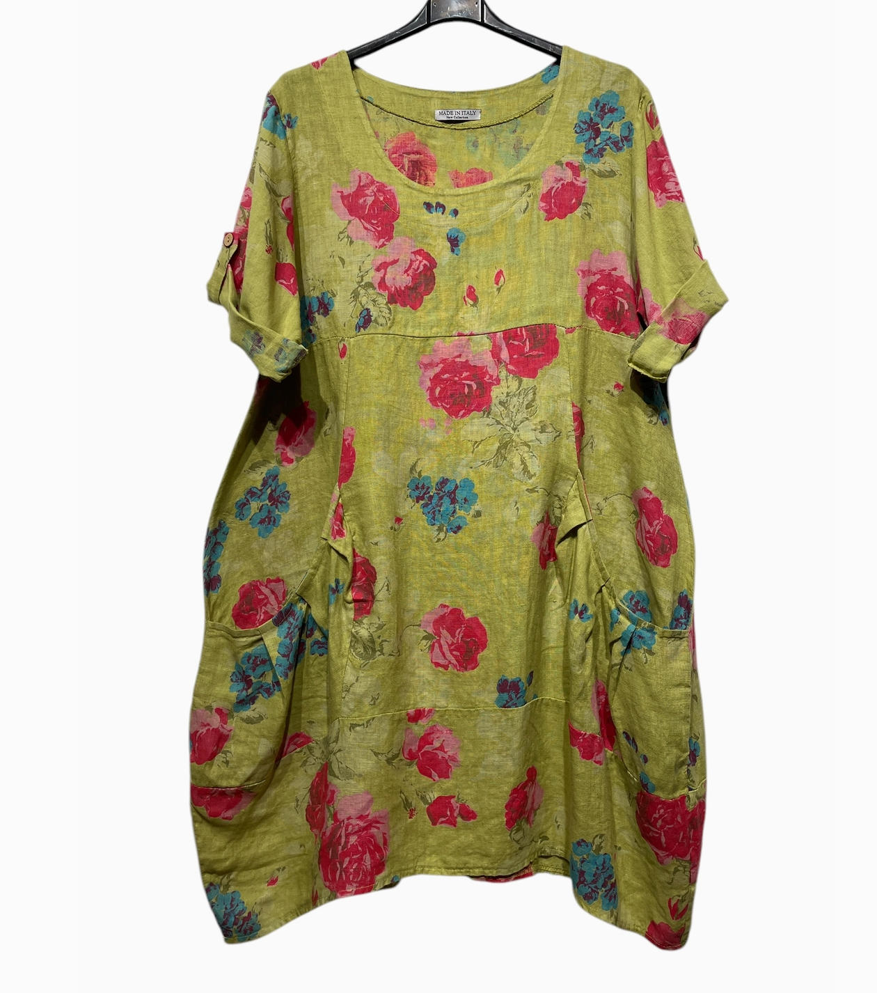 LINEN - Rose Print Dress - 0423 - Anise
