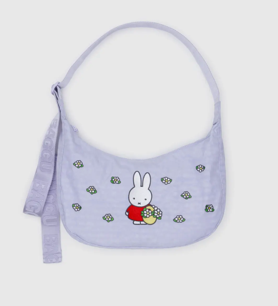 BAGGU - Medium Nylon Crescent Bag, Embroidered Miffy
