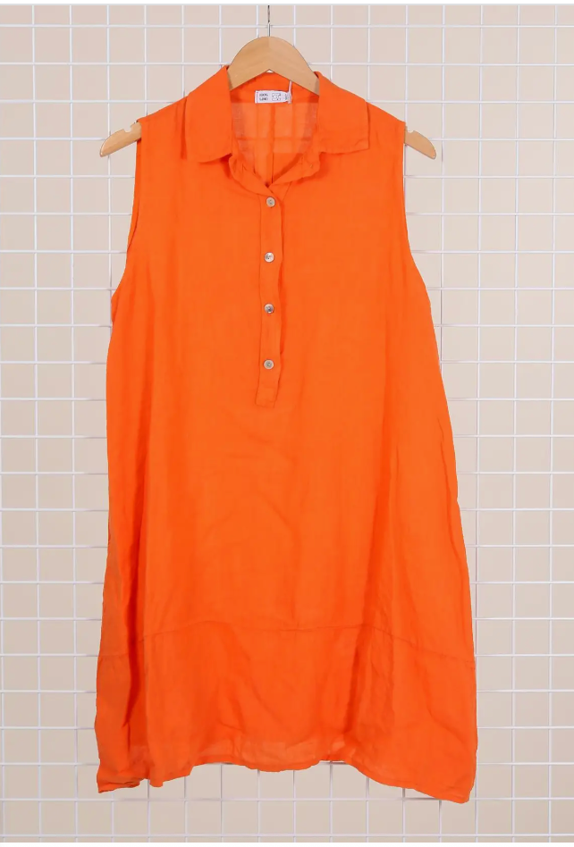 LINEN Sleeveless Dress 62332 - Orange