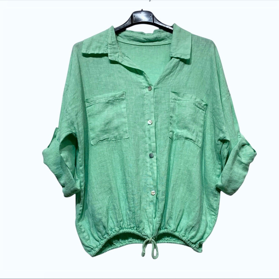 LINEN - Blouse w/ Front Pockets - 9135 - Mint
