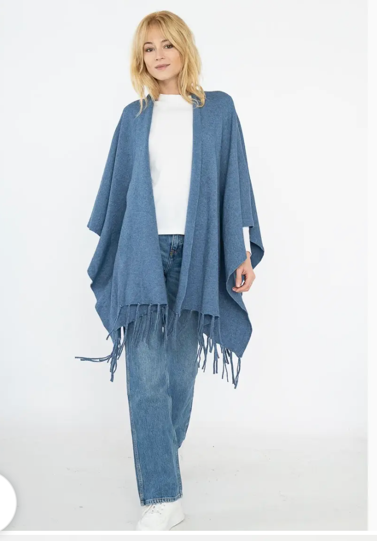 PONCHO - Fringe 8578 - Jeans
