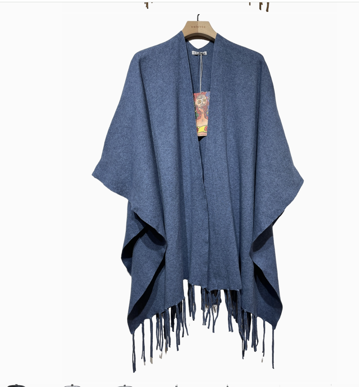 PONCHO - Fringe 8578 - Jeans