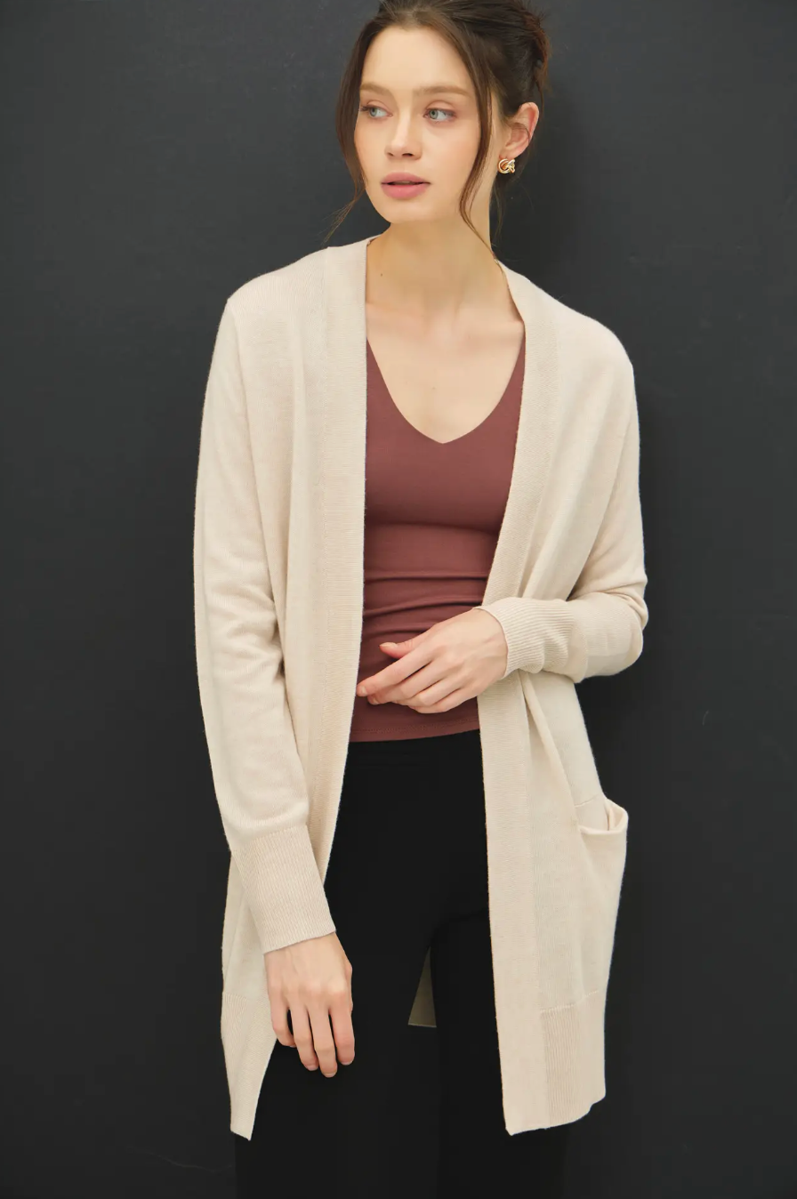 CARDIGAN- 65299- Oatmeal-L
