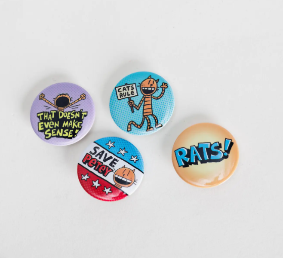 KOT - Petey the Cat Button Pin Set | Dog Man