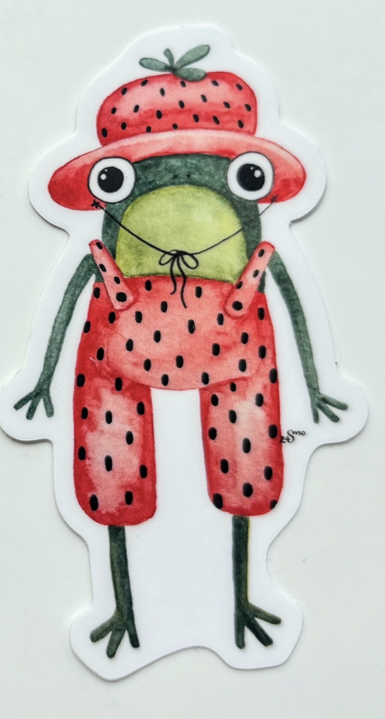 OW - Strawberry Frog in Clothes Vinyl Sticker