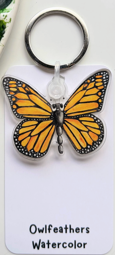 OW - Monarch Orange Butterfly Watercolor Keychain