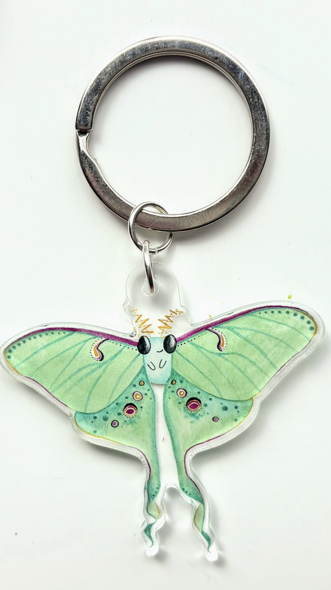 OW - Luna Moth Watercolor Keychain
