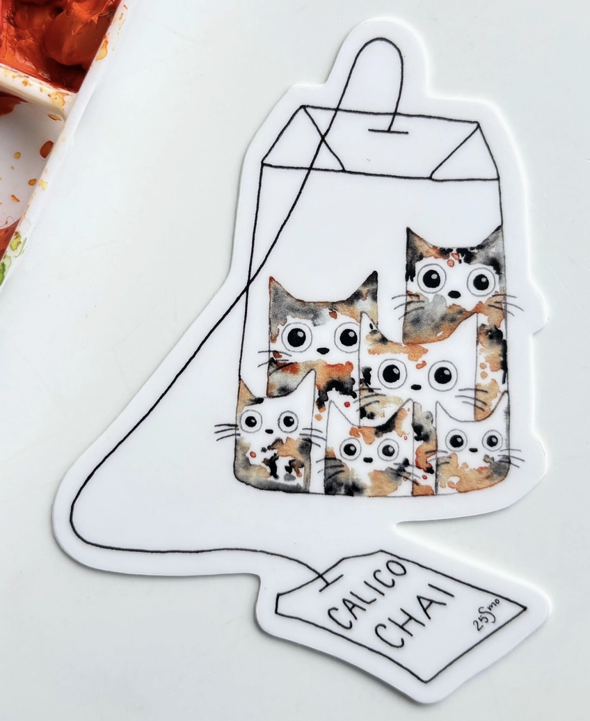 OW - Calico Cat Chai Tea Vinyl Sticker