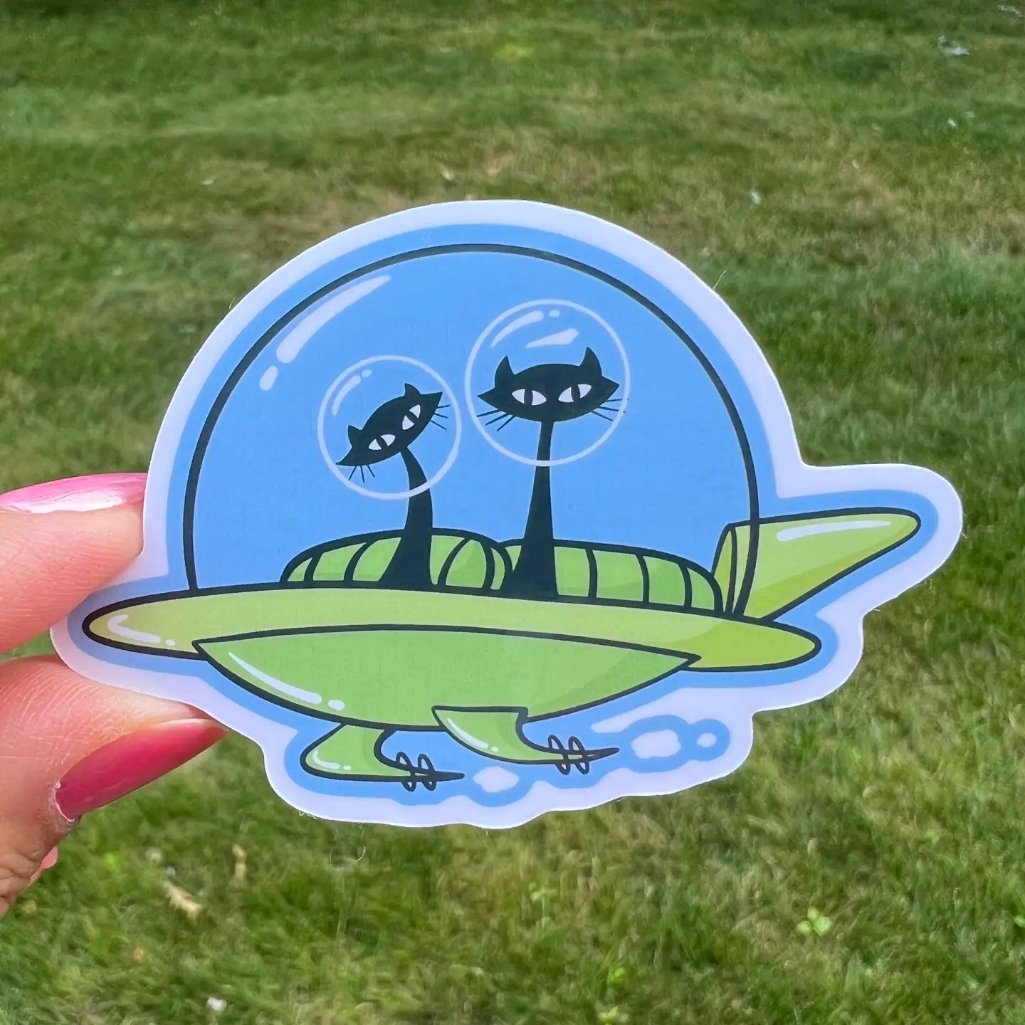 FD- Ufo Space Cats Midcentury Modern Futuristic Art Sticker