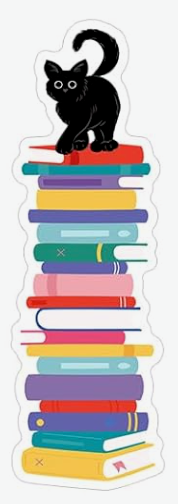 BOOKMARK - purple stack w/ kitten