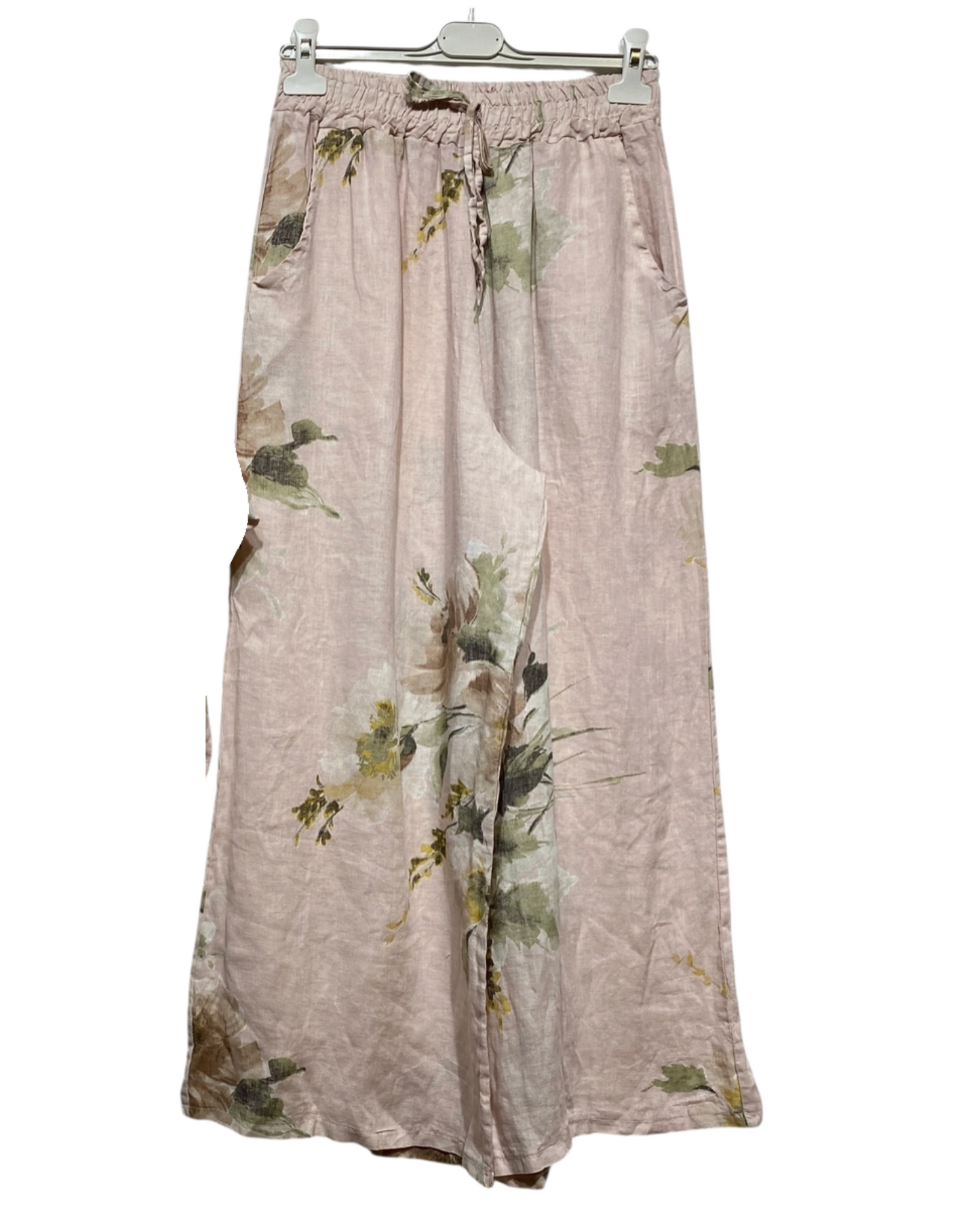 LINEN - Floral Pants - 5299 - Pink