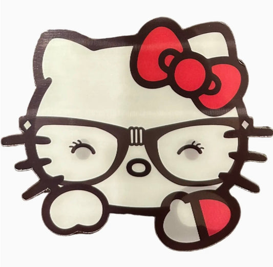 CC - Hello Kitty With Glasses Anime 3D Sticker