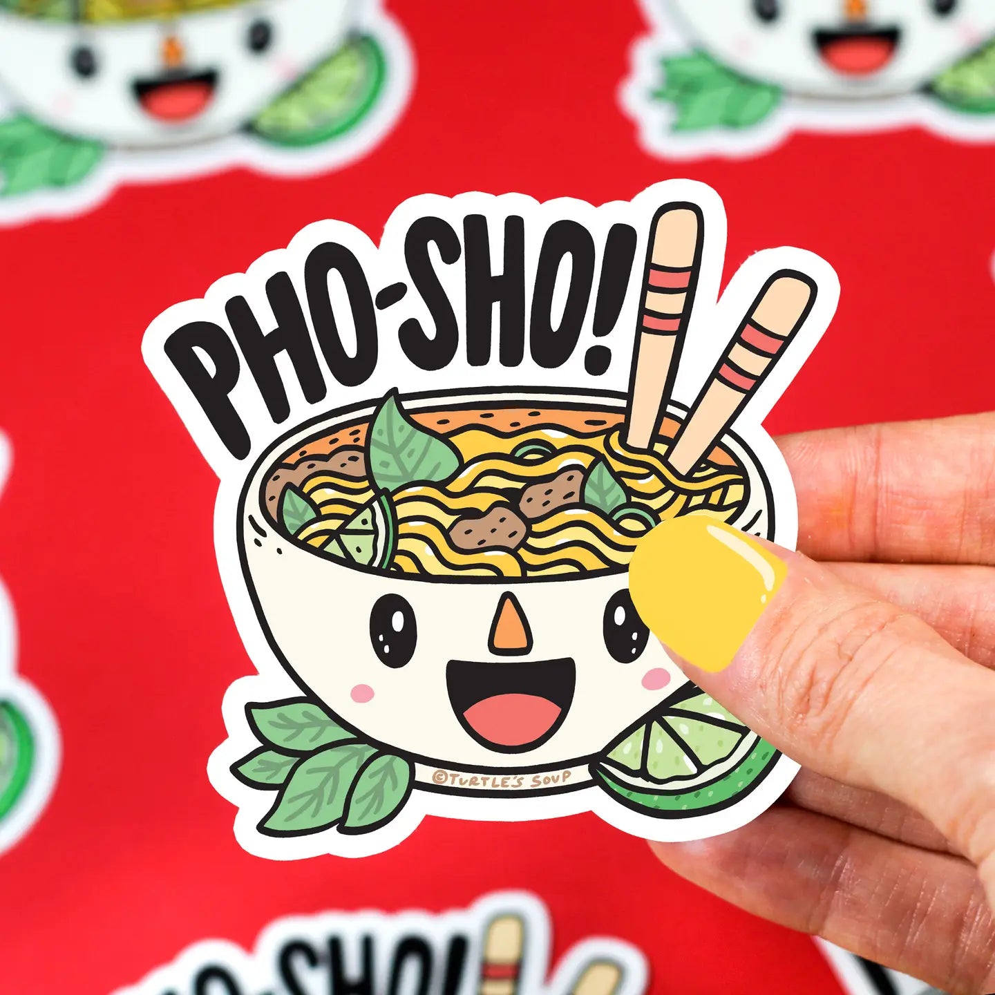 TS - Pho Sho Food Noodles Pun Funny Water Bottle Vinyl Sticker