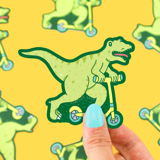 TS - Scooting Dinosaur Scooter T Rex Cool Vinyl Sticker