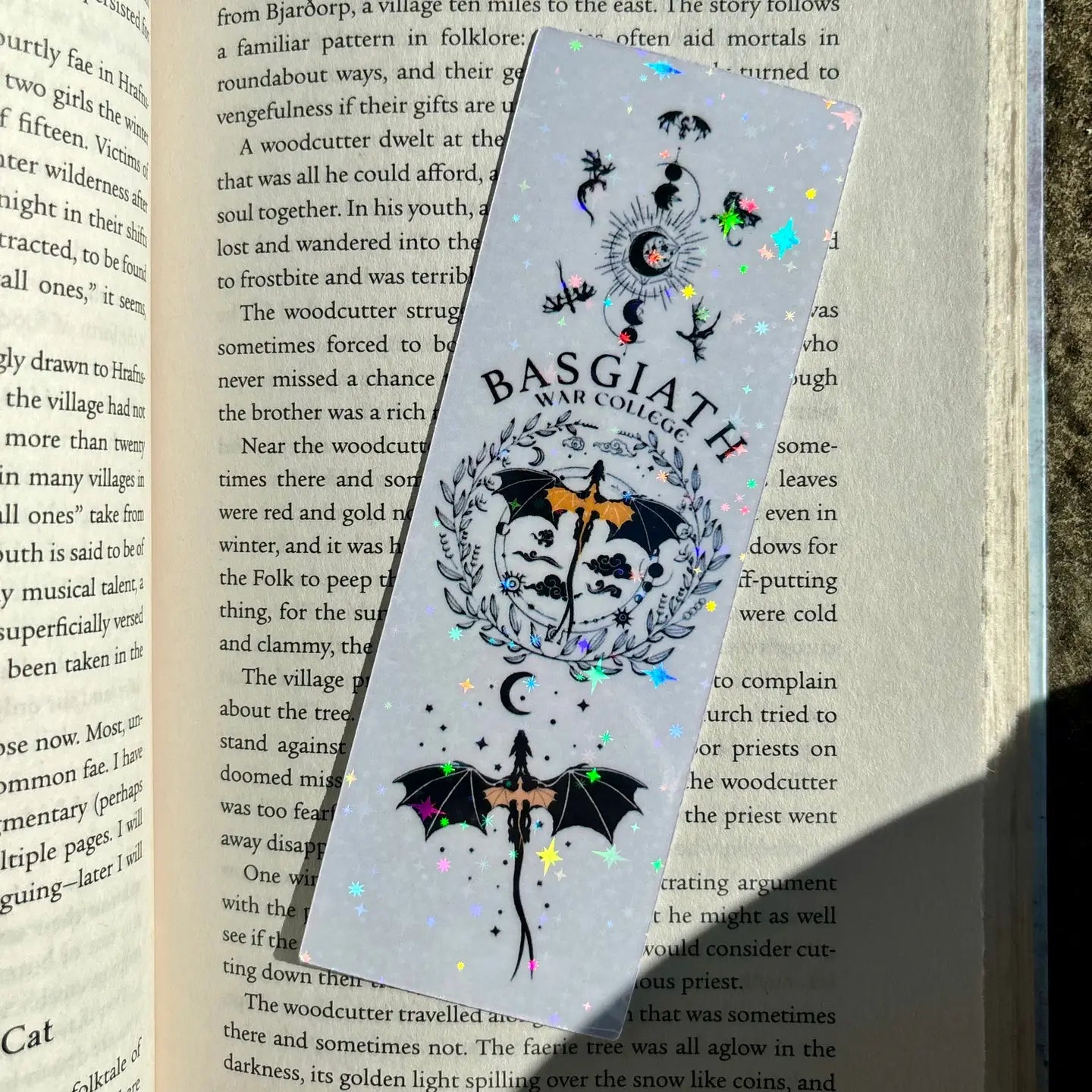 AN - Fourth Wing Basgiath War Collage Laminated Sparkle Bookmark